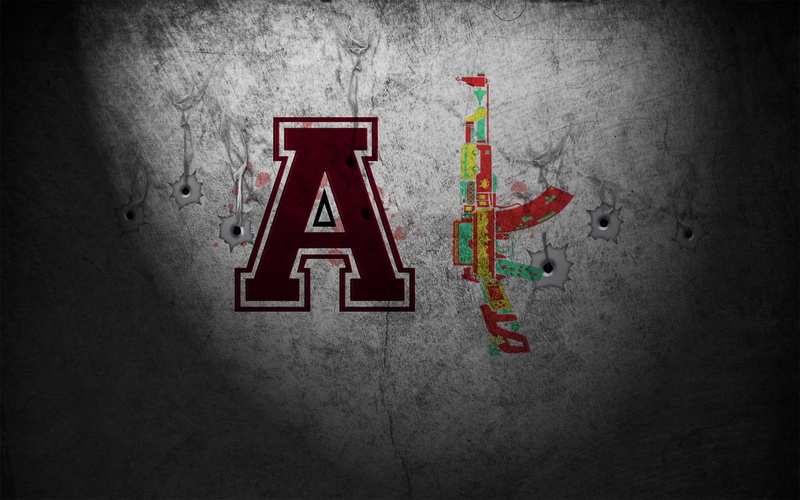 indoors, arrow symbol, transportation, AK-47, western script, 720P, road, wall, high angle view, textured, communication, red, close-up, text, concrete