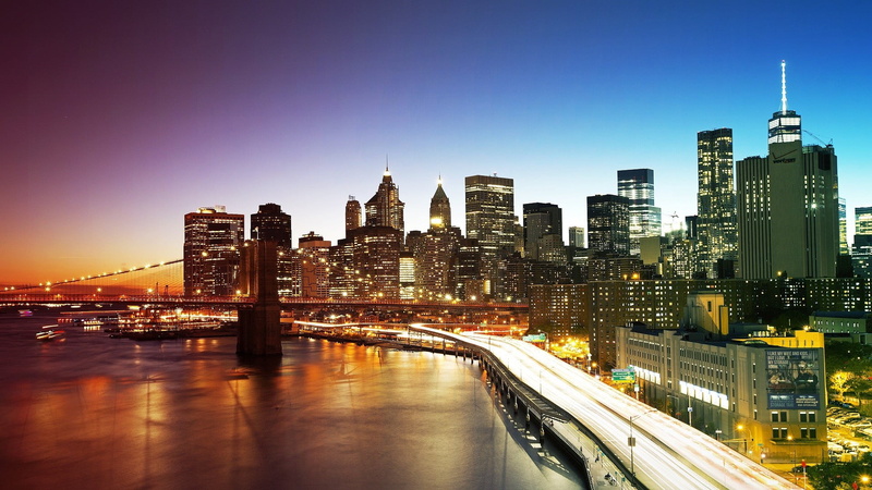 modern, sea, tall - high, night, connection, light trail, building, office building exterior, skyscraper, financial district, illuminated, sky, long exposure