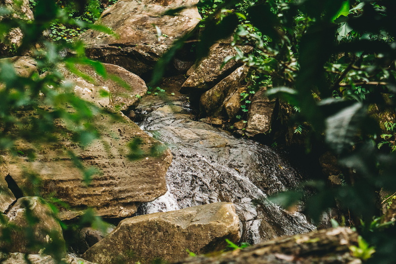 body, no people, beside, tranquility, outdoors, beauty in nature, potted plant, jar, solid, vase, flowing water, plant, waterfall, day, sunlight, flowing