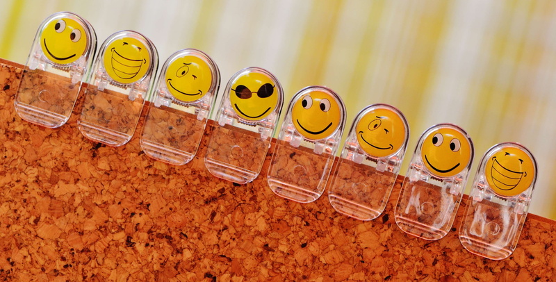 corkboard, emoticon, no people, string instrument, wooden, smilies, arts culture and entertainment, variation, side by side, high angle view, in a row