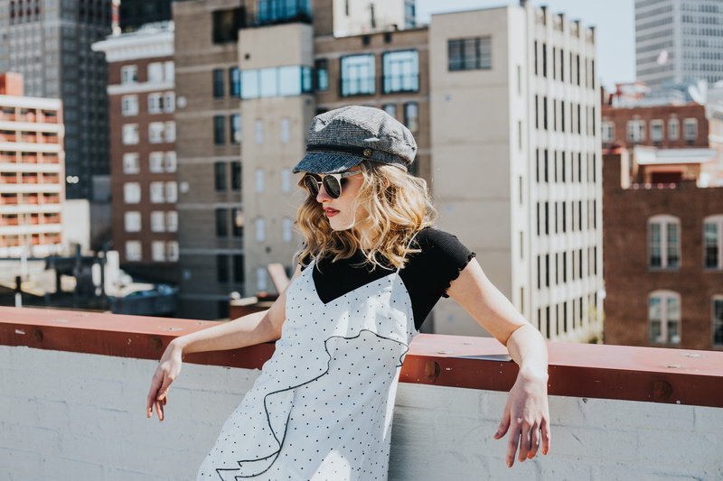 hairstyle, one person, young adult, day, leisure activity, skyline, blue, casual clothing, glasses, leaning, editorial, city, cool, vibes, fashion, hair