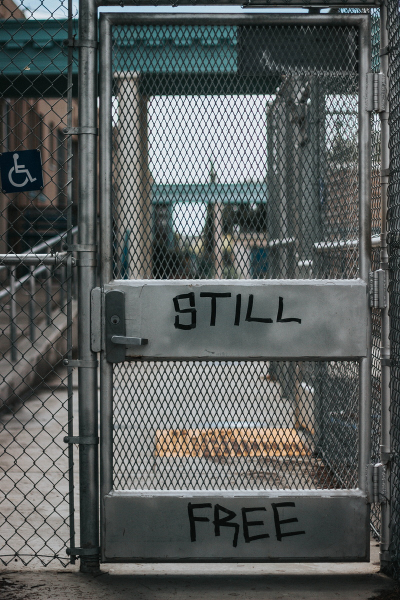 photography, selective, information sign, chain link, lock, fence, closed, outdoors, safety, gray, shut, paint, prison, empty, locked, no people, boundary