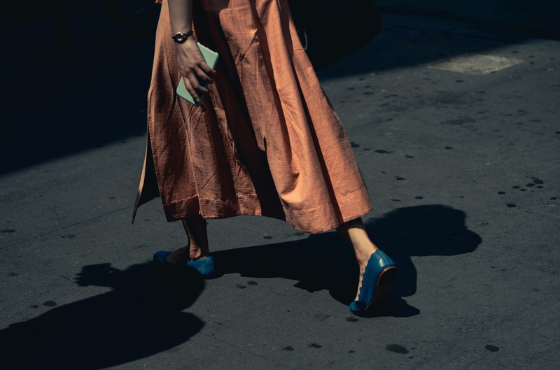 sunlight, dress, contrast, one Person, female, human Leg, walking, wrist watch, human Foot, person, black Color, women, watch, street photo, lady, brown
