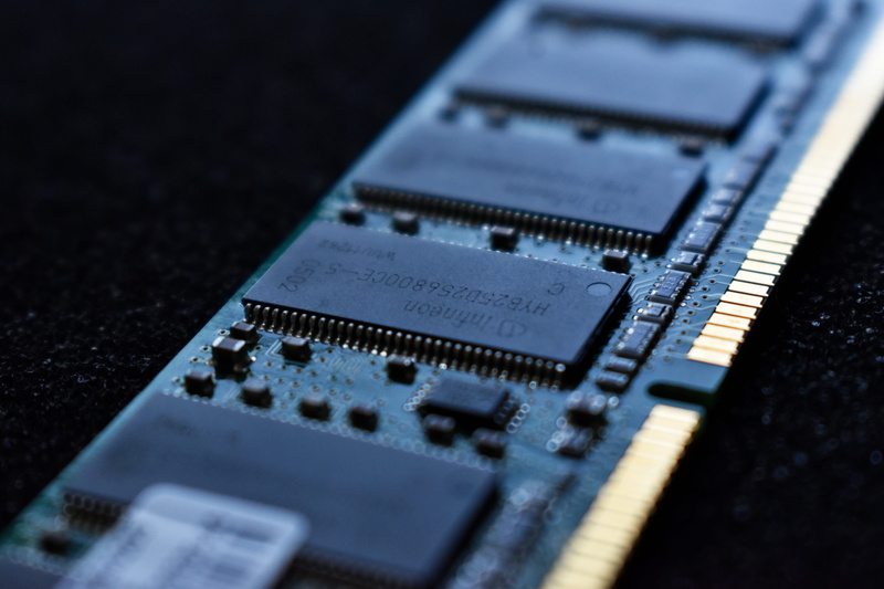 still life, ram, depth of field, number, hardware, communication, electronics, circuit board, electronic, pcb, black, blue, processor, photo, single object