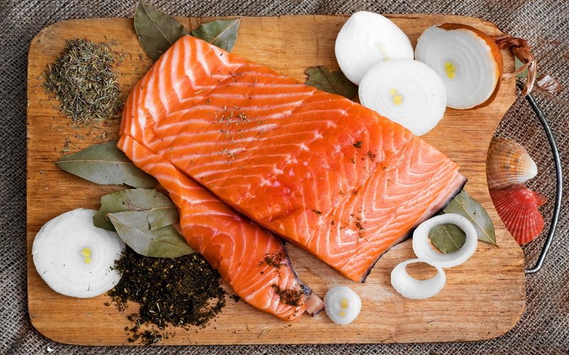 directly above, fish, food, sea, animal, meal, meat, caviar, gourmet, steak, fillet, spice, freshness, still life, table, seafood, cooking, sushi, salmon - seafood