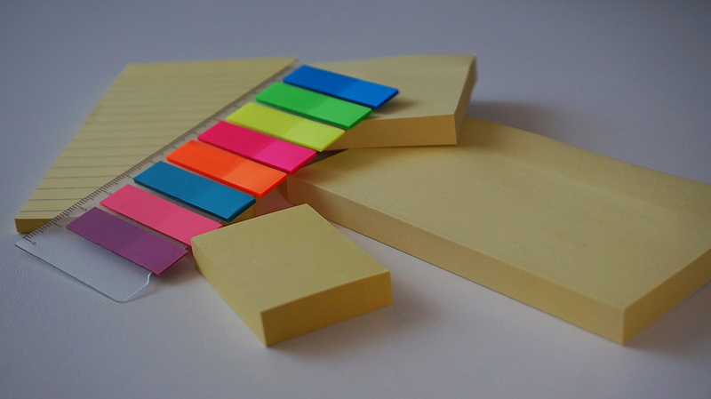 Adhesive, multi colored, indoors, box, toy block, geometric shape, still life, cardboard box, container, Sticky Notes, memo pad, variation, yellow, adhesive note