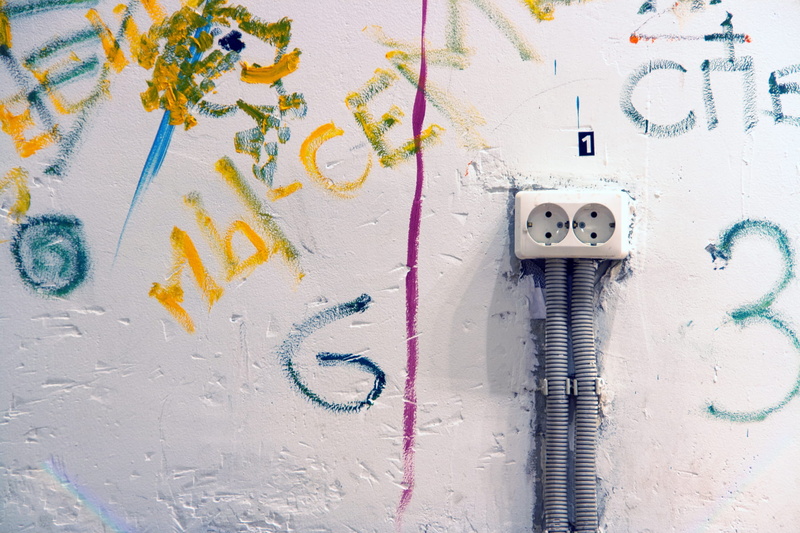 art and craft, indoors, close-up, wall - building feature, day, studio shot, no people, graffiti, distressed, text, colorful, paintsplash, full frame, communication