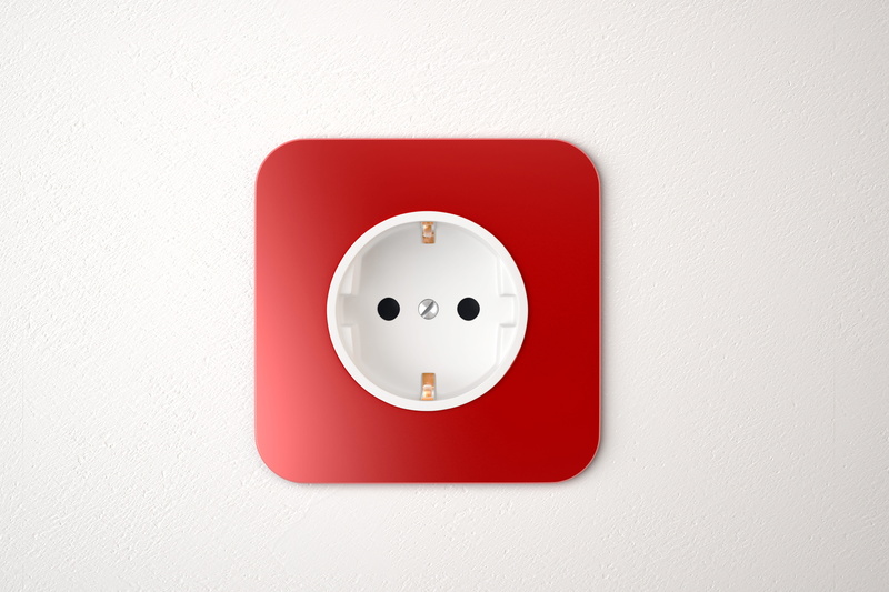 square, studio shot, supply, white, electrician, white color, electric, closeup, socket, red, power, copy, power outlet, energy, finance, device, copyspace