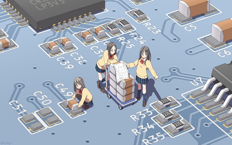 people, syego, indoors, business, young women, studio shot, young adult, front view, anime girls, large group of objects, 4K, business person, technology