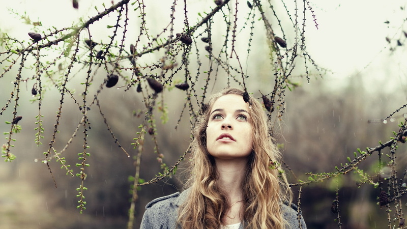 pine cones, teenager, nature, young adult, 1080P, one person, real people, women outdoors, headshot, standing, hairstyle, day, blonde, plant, leisure activity