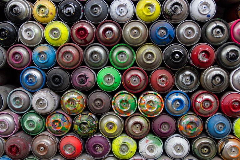 circl, stack, craft, no people, choice, close-up, 5K, spraypaint, multi colored, large group of objects, bottles, abundance, spraycan, pile, graffiti