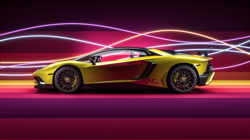 colorful, car, Alex Vatavu, Lamborghini, yellow cars, 1080P, Lamborghini Aventador, vehicle