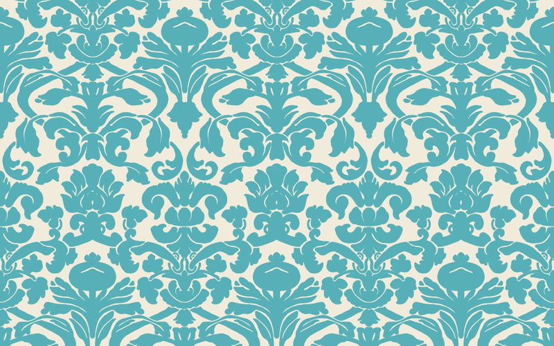 1080P, print, damask, texture, teal, floral, white, blue