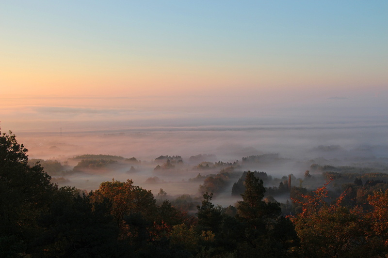 silent, morning mood autumn morning, hazy, landscape, distant view, germany, beauty in nature, plant, nature, sky, sunrise, cloud - sky, sunset, tree, rural