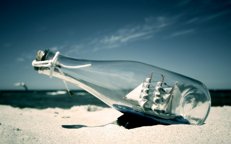 1080P, sand, ship, yatch, bottle, beach