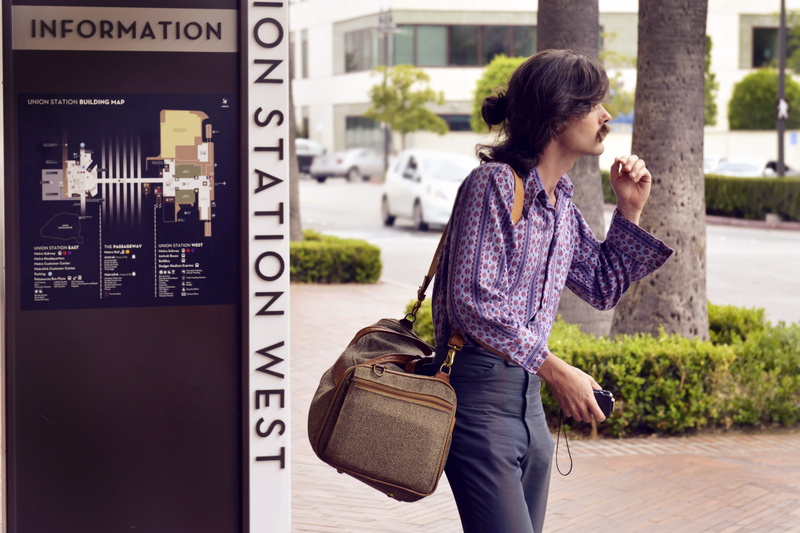 summer, standing, station, leisure, carrying, young, tourist, dress, white, building exterior, sling, facial hair, mustache, bag, 5K, adult, three quarter length