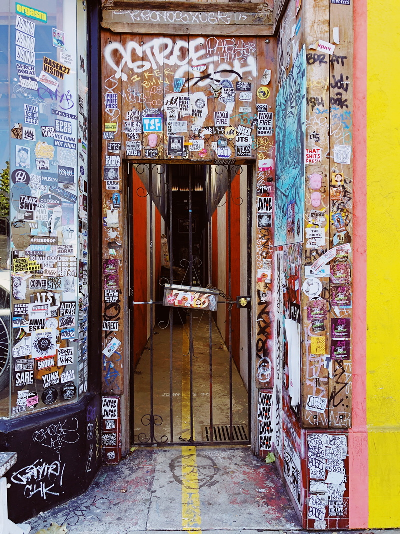 4K, corridor, urban, day, alley, communication, no people, united states, city, poster, wall, building exterior, paper, built structure, alleyway, script