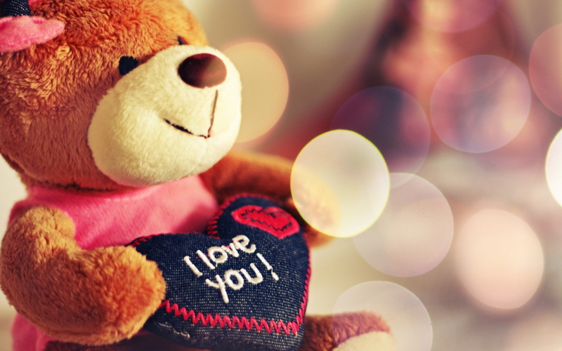 Teddy, Toy, brown, Bear, pink, love, Heart, white, 1080P