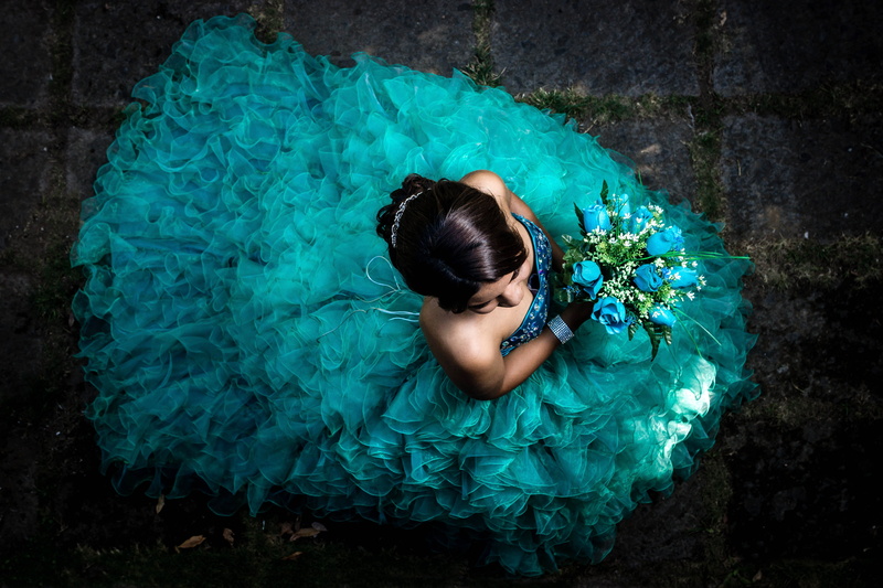 latin, females, plant, model, childhood, outdoors, child, quinceanera, leisure activity, lifestyles, women, one person, dress, high angle view, portrait