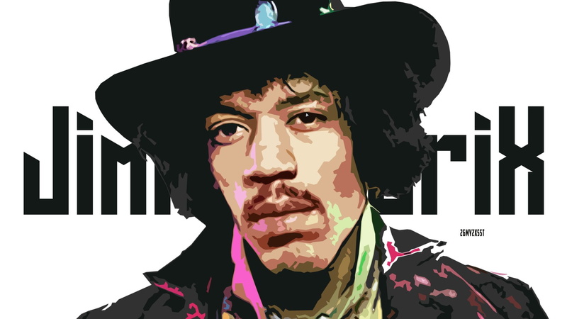 headshot, Rock (Music), white background, Artistic, 1080P, young adult, make-up, Music, front view, females, adult, Portrait, Jimi Hendrix, emotion, hat