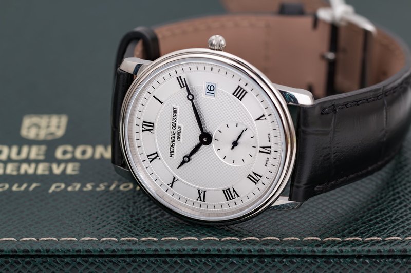 time, silver colored, fashion, wristwatch, stylish, focus on foreground, frederique constant, number, steel, retro styled, instrument of time, no people