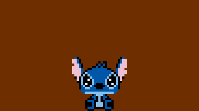 movies, Stitch, red background, Disney, Lilo and Stitch, 1080P, pixels, minimalism, pixel art