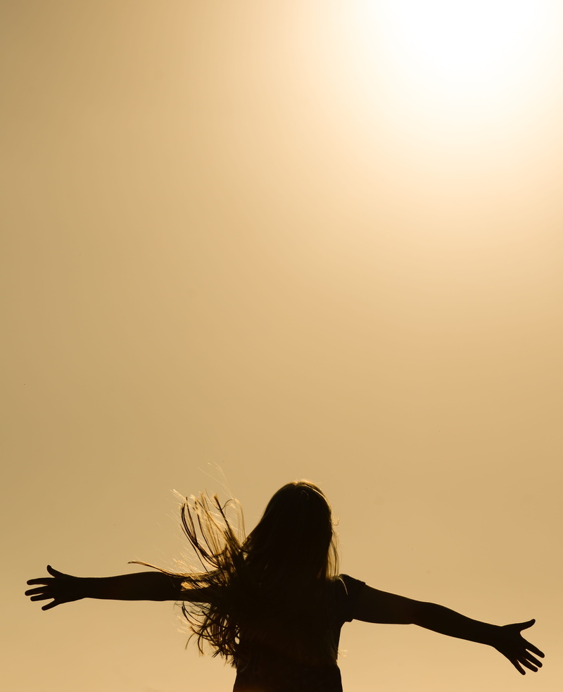 lifestyles, sun, satisfaction, photo, sky, comfort, leisure activity, one woman only, sunset, limb, cheers, girl, human, rear view, human hair, orange color