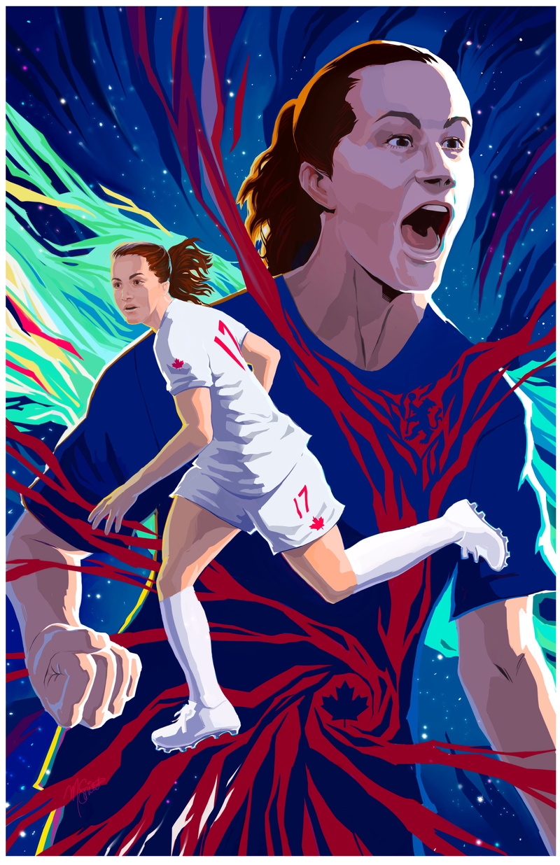 fist, shoes, Football, socks, TV, brunette, Canadian, redhead, 4K, blue t-shirt, white t-shirt, boots, colorful, digital art, ArtStation, Football Boots