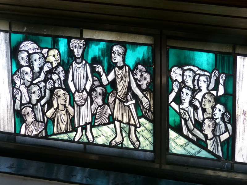 christian, spirituality, day, way of the cross, side by side, craft, male likeness, christianity, window, architecture, art, indoors, suffering, art and craft