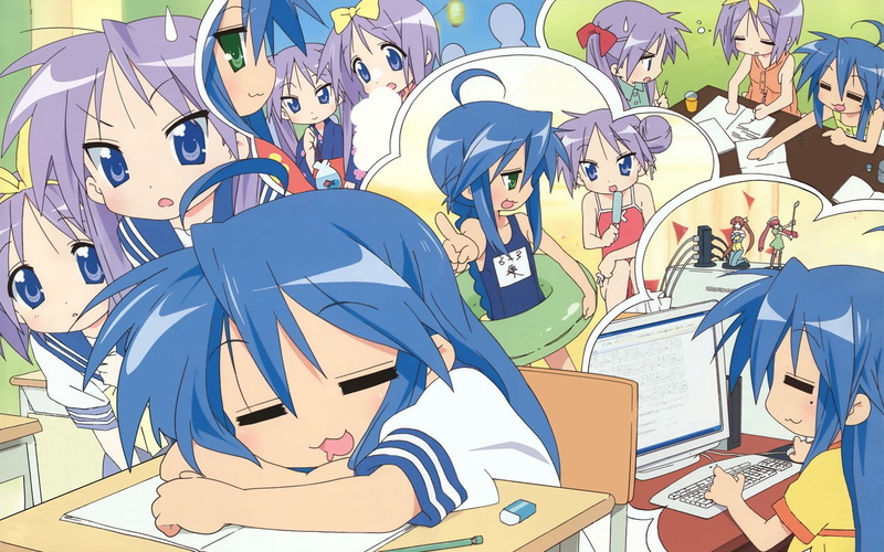 720P, anime, Lucky Star, anime girls