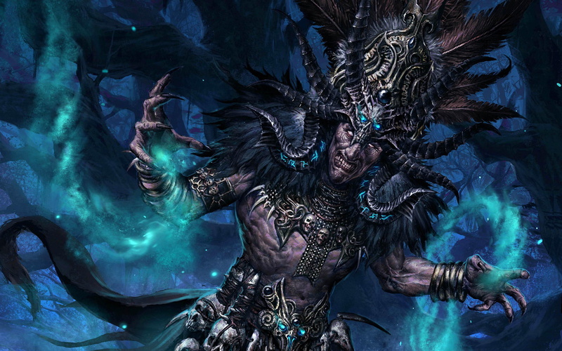 iii, games, witch, doctor, diablo iii, 2K, illustration, diablo, 2880x1800, monster