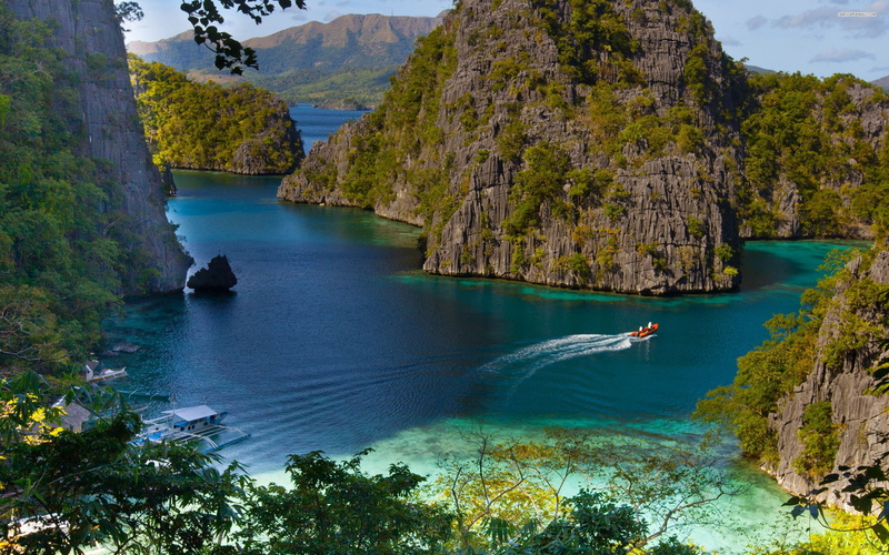 2880x1800, Philippines, asia, hd, beaches, 2K, Beach, 4K, sky, ocean, island, tree, Coron, Mountain, cloud, boat