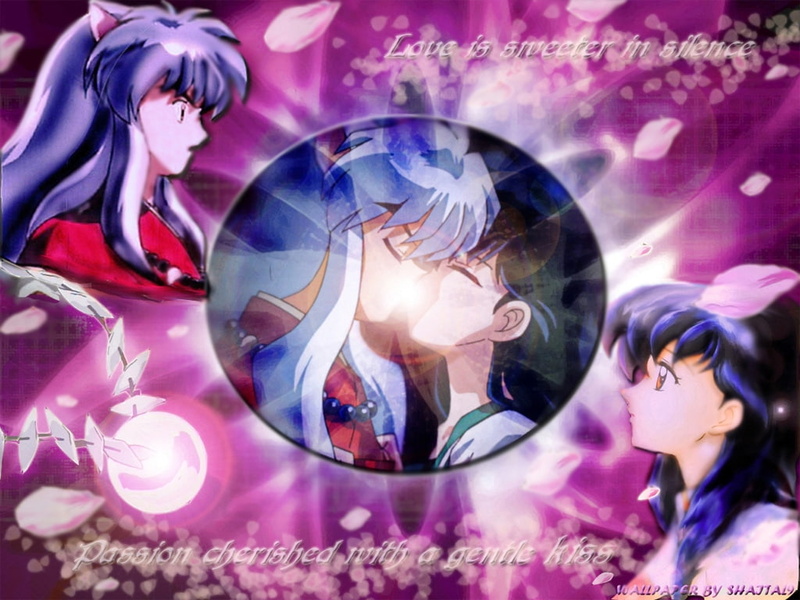 Cool, Inuyasha, cherished, anime, hd, 480P, gentle, fantasy, art, gems, kiss, passion