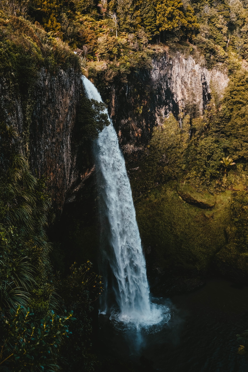 outdoors, stream, 5K, falls, scenics, natur, green, forest, high, sunlight, beauty In Nature, green Color, cliff, mountain, falling, rock - Object