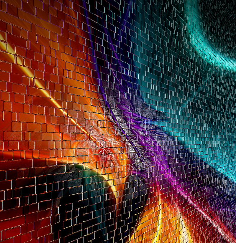illuminated, wall - building feature, decoration, hint, abstract, brick, decor, flowing, the prospect of, night, light - natural phenomenon, creativity
