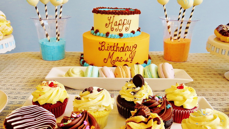 cupcakes, birthday, cakes, table, top, macarons, receipt, birthday cake, 4k, 4K