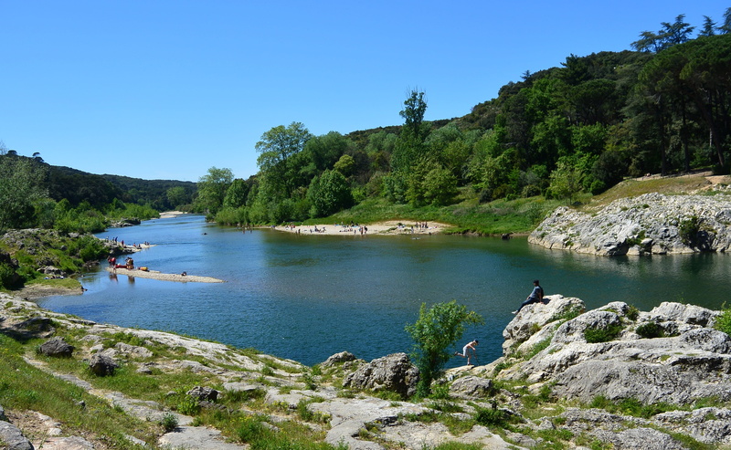 beauty in nature, growth, non-urban scene, scenics - nature, river, ardèche, summar, skye, mountain, clear sky, france, ardeche, outdoors, tranquility