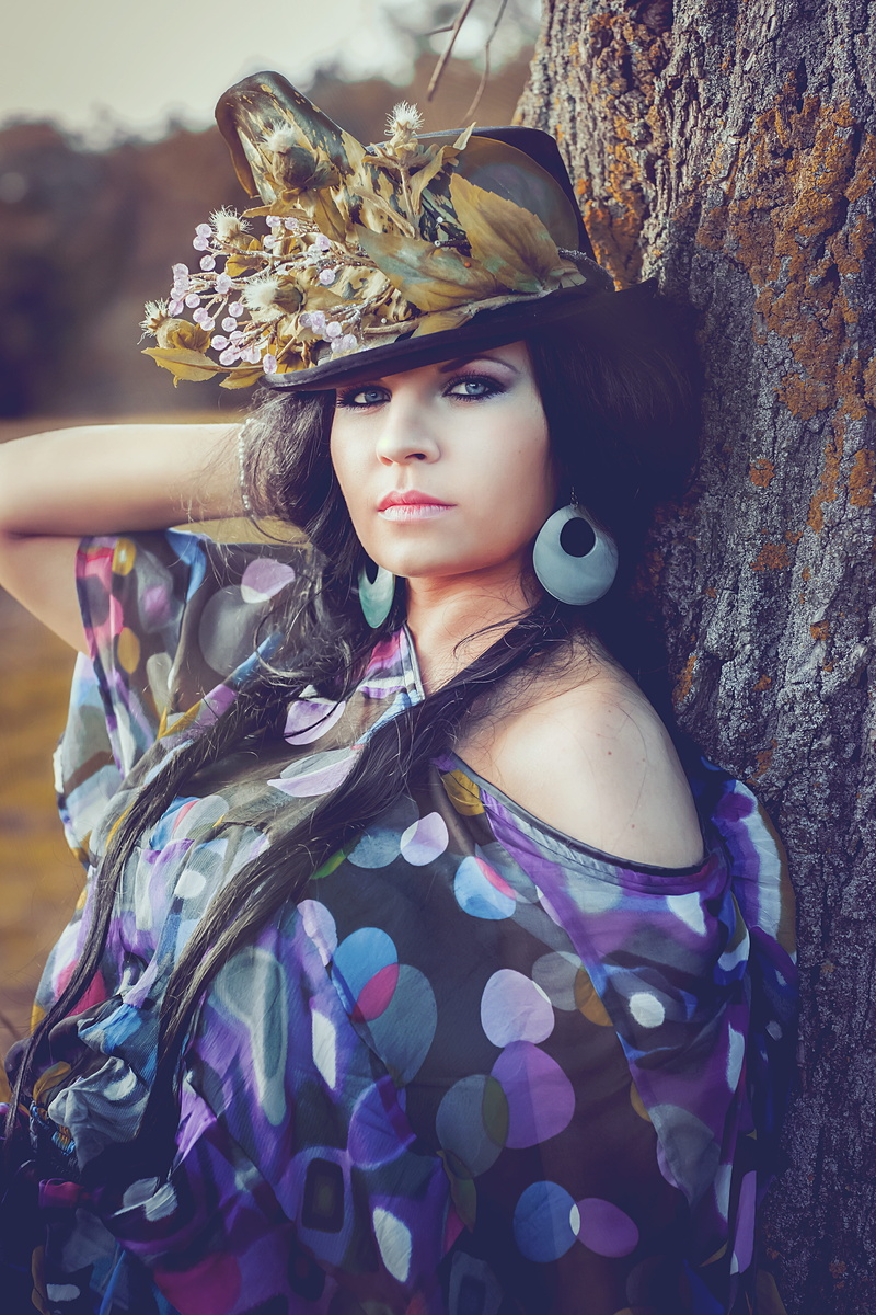 young, luck, fantasy, looking away, young women, polka, outdoors, 5K, shirt, woman, face, contemplation, beauty, flowered hat, fashion, adult, cosmetics