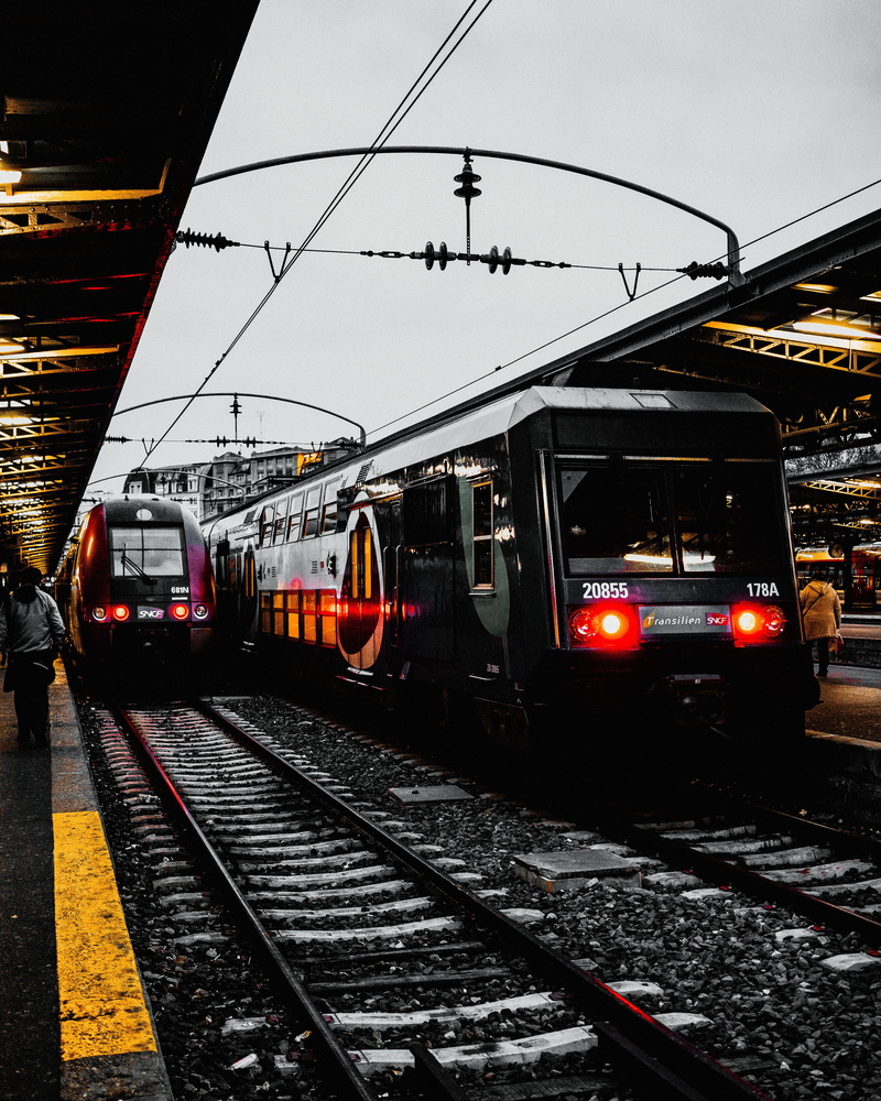 track, train - vehicle, mode of transportation, france, cable car, no people, train, railroad station, power supply, unsplash, 4K, travel