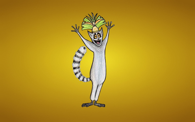 digital, a ring-tailed lemur, no people, yellow, indoors, copy space, 1080P, creativity, Julian, orange color, full length, colored background, yellow background