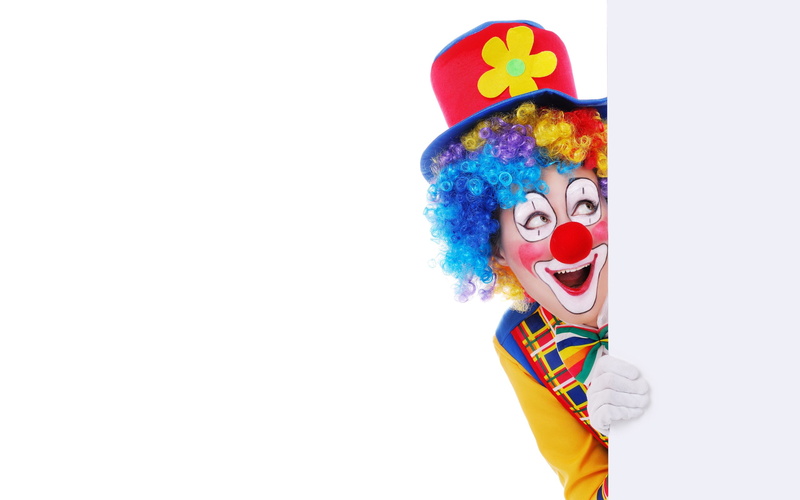 clown, hide, funny, background, white background, white, 2K