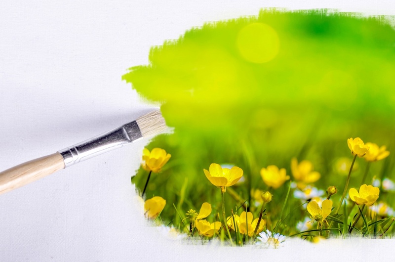 canvas, no people, flowers, clear, sunrise, selective focus, flower, green, petal, spring, art, freshness, sunlight, studio shot, fake, artist, close-up