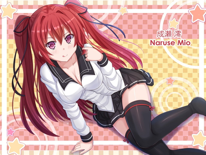 twintails, Red Eyes, 720P, School Uniform, redhead, Naruse Mio, Shinmai Maou no Testament, Manga