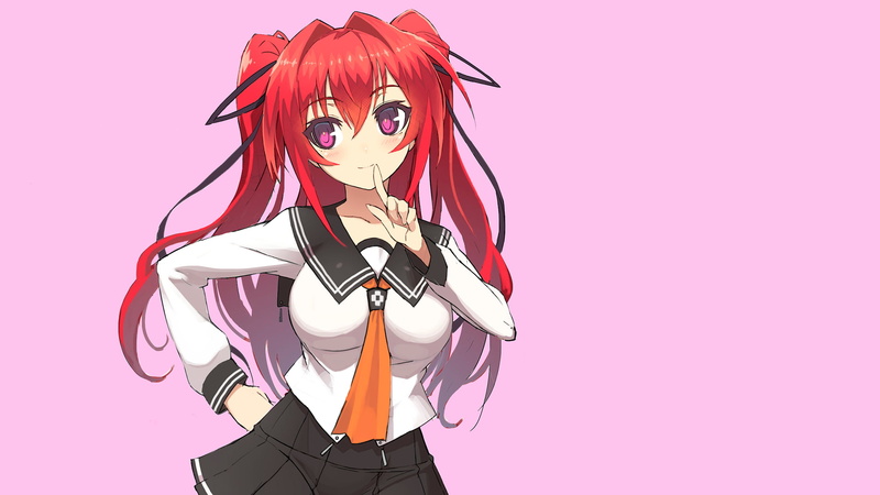 redhead, anime, school uniform, 1080P, Naruse Mio, Shinmai Maou no Testament, anime girls