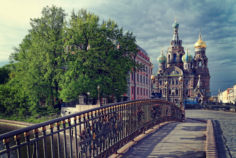 Leningrad, temple, spilled, bridge, blood, clouds, savior, spb, St. Petersburg, 1080P, Russia, dome