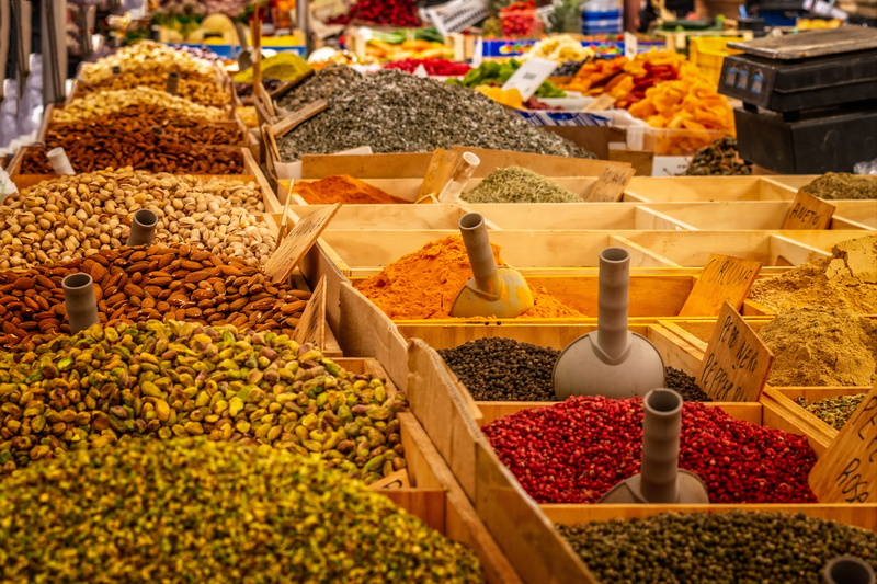 no people, retail display, food and drink, exotic, act, healthy, arrangement, bazaar, oriental, romantic, ingredient, container, summer, color, market stall
