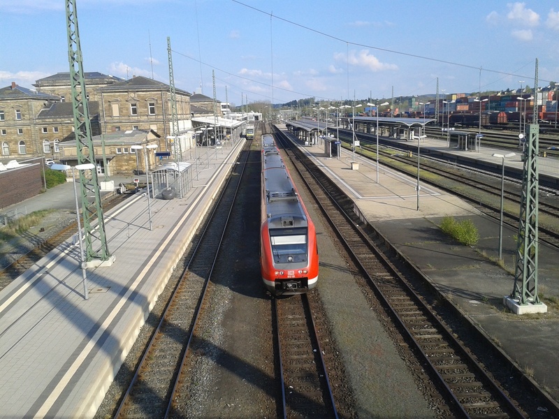 cable, high angle view, no people, built structure, nature, electricity, day, mode of transportation, railroad track, train, sky, railroad station, transportation