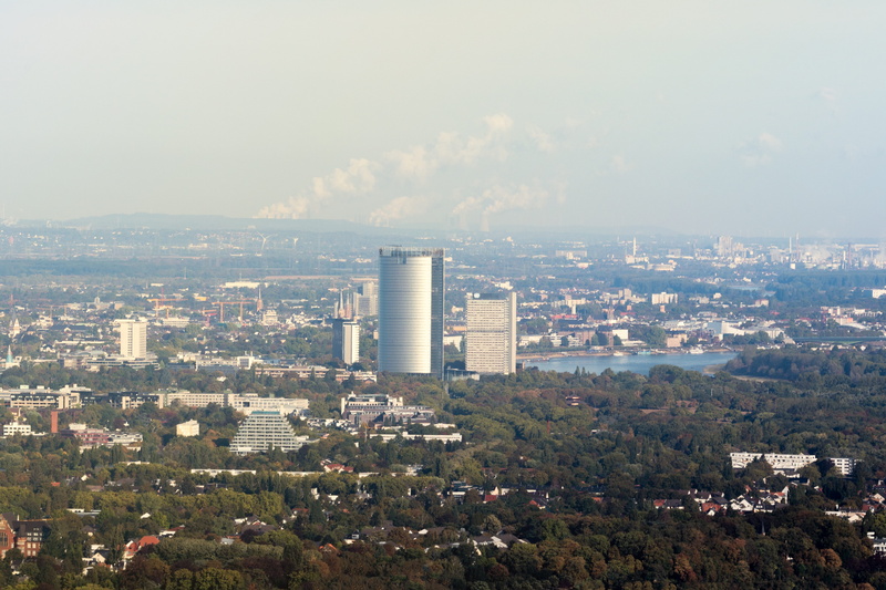 rhine, river landscape, factory, building exterior, shipping, office building exterior, cityscape, deutsche post, built structure, siebengebirge, 5K, city