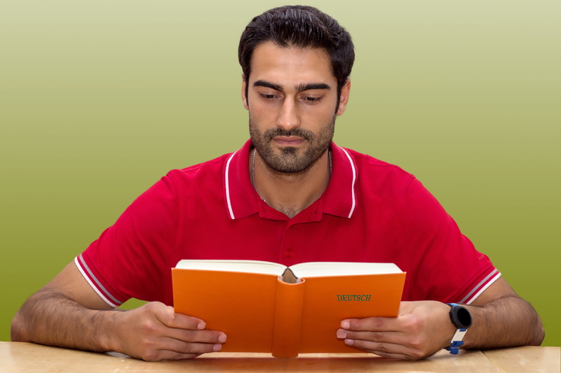 learn, reading, man, 5K, holding, immigrants, adult, integration, chance, work, adjustment, activity, colored background, young, lifestyles, red, escape