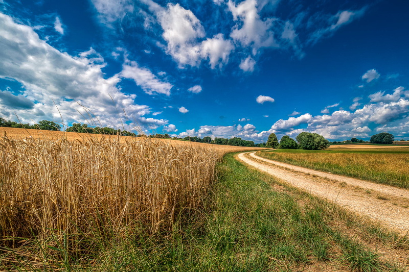 land, sky, landscaped, summer, daytime, Bayern, Himmel, aim, field, Der, blue, Agriculture, Weg, nature, Wolken, das, cloud - Sky, Wiese, dried, ist, Countryside